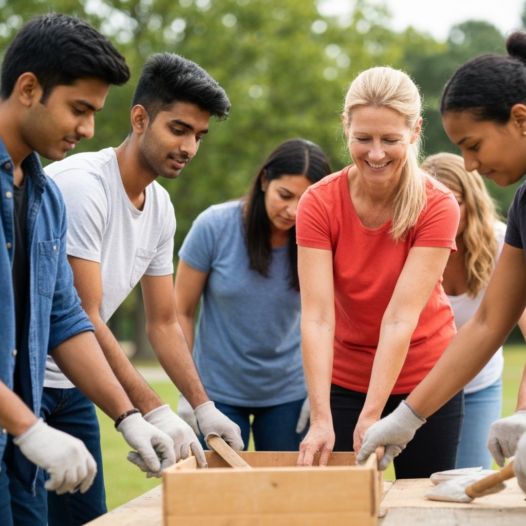 Community volunteers helping others